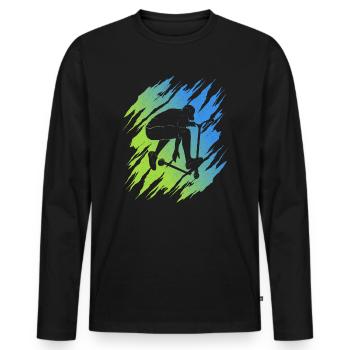 Stunt Scooter Tricks Roller Stuntroller Tretroller - Männer Premium Bio Langarmshirt - Schwarz - Vorne - Nico (187cm)