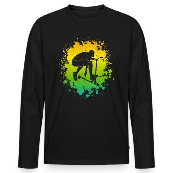 Stunt Scooter Tricks Stuntroller Roller Tretroller - Männer Premium Bio Langarmshirt - Schwarz - Vorne - Nico (187cm)