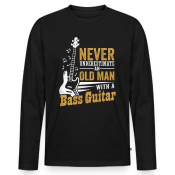 Bassiste Old Man Bassiste Musicien Pension - T-shirt manches longues Premium bio Homme - noir - Devant - Nico (187cm)