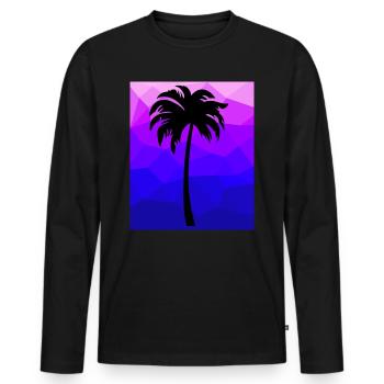 Palme auf Polygon - Männer Premium Bio Langarmshirt - Schwarz - Vorne - Nico (187cm)