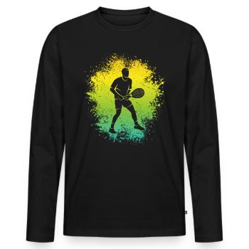 Tennis Entraîneur de tennis Garçons Enfants Joueur de tennis - T-shirt manches longues Premium bio Homme - noir - Devant - Nico (187cm)