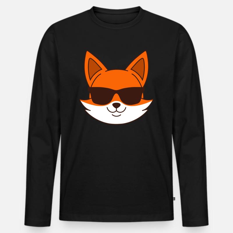 Fuchs mit Sonnenbrille - Männer Premium Bio Langarmshirt - Schwarz