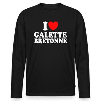 Humour I Love Galette Bretonne Cuisine - T-shirt manches longues Premium bio Homme - noir - Devant - Nico (187cm)