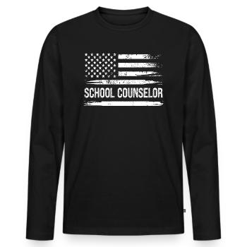 USA Amerikanischer Schulberater - Männer Premium Bio Langarmshirt - Schwarz - Vorne - Nico (187cm)