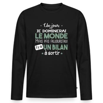 Comptable Comptabilité Calcul Métier Cadeau Humour - T-shirt manches longues Premium bio Homme - noir - Devant - Nico (187cm)