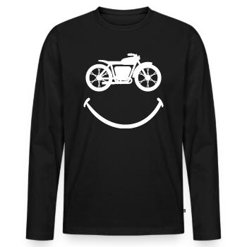 Motard Avec Le Sourire Pour Passionné De Motos - T-shirt manches longues Premium bio Homme - noir - Devant - Nico (187cm)