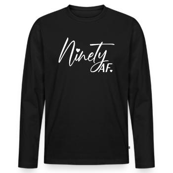 90th Birthday Men Women Anniversary 90 Years Old - Men's Premium Organic Long Sleeve Shirt - black - Front - Nico (187cm)