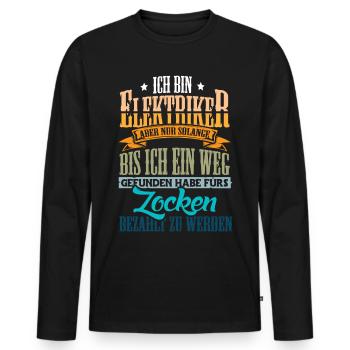 Ich bin Elektriker Gamer Zocken - Männer Premium Bio Langarmshirt - Schwarz - Vorne - Nico (187cm)