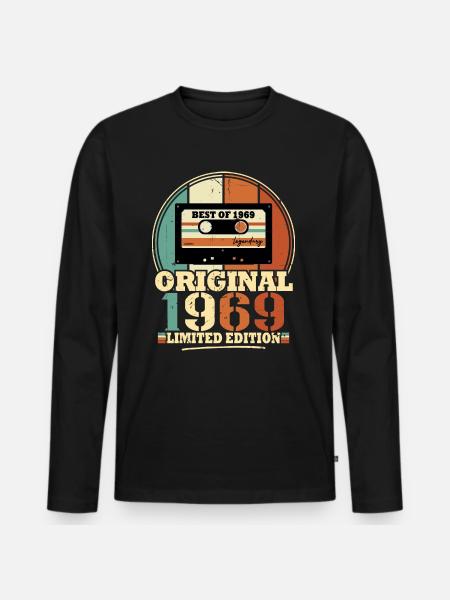 Original 1969 Retro Vintage Geburtstagsgeschenk - Männer Premium Bio Langarmshirt - Schwarz