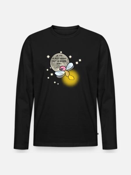 Je vis la nuit - T-shirt manches longues Premium bio Homme - noir