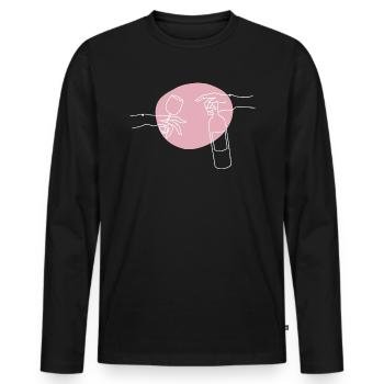 Weinflasche und Weinglasgrafik - Männer Premium Bio Langarmshirt - Schwarz - Vorne - Nico (187cm)