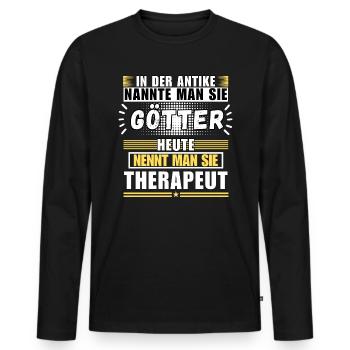 Dieux dans l'Antiquité. Aujourd'hui thérapeute - T-shirt manches longues Premium bio Homme - noir - Devant - Nico (187cm)