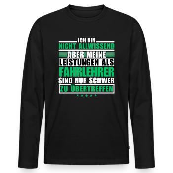 Des performances inégalées en tant qu’instructeur de conduite - T-shirt manches longues Premium bio Homme - noir - Devant - Nico (187cm)