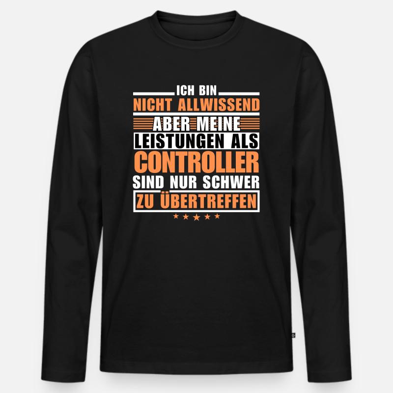 Unübertroffene Leistung als Controller - Männer Premium Bio Langarmshirt - Schwarz
