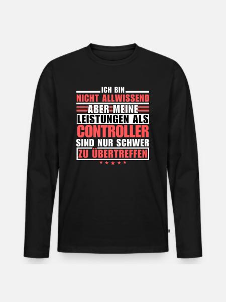 Unübertroffene Leistung als Controller - Männer Premium Bio Langarmshirt - Schwarz