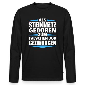 Stonemason landed in the wrong job - Men's Premium Organic Long Sleeve Shirt - black - Front - Nico (187cm)