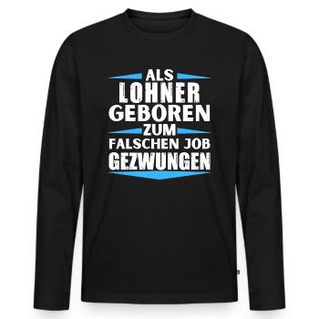Lohner s’est trompé d’emploi - T-shirt manches longues Premium bio Homme - noir - Devant - Nico (187cm)