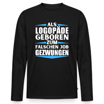 Logopäde im falschen Job gelandet - Männer Premium Bio Langarmshirt - Schwarz - Vorne - Nico (187cm)