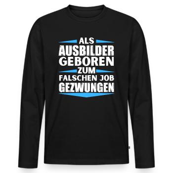 Ausbilder im falschen Job gelandet - Männer Premium Bio Langarmshirt - Schwarz - Vorne - Nico (187cm)