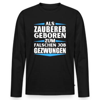 Wizard a atterri dans le mauvais emploi - T-shirt manches longues Premium bio Homme - noir - Devant - Nico (187cm)