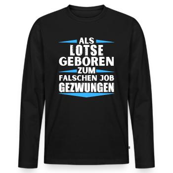 Lotse im falschen Job gelandet - Männer Premium Bio Langarmshirt - Schwarz - Vorne - Nico (187cm)