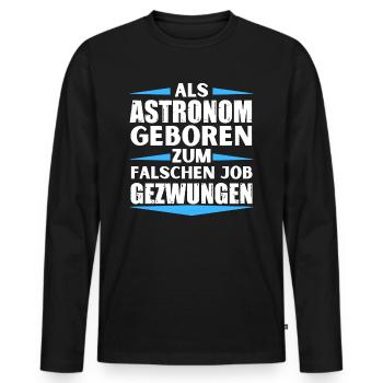 L’astronome s’est trompé de poste - T-shirt manches longues Premium bio Homme - noir - Devant - Nico (187cm)