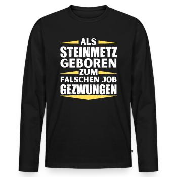 Stonemason landed in the wrong job - Men's Premium Organic Long Sleeve Shirt - black - Front - Nico (187cm)