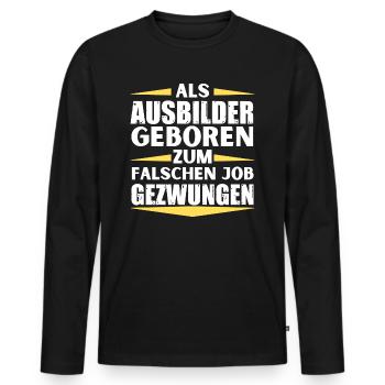 Ausbilder im falschen Job gelandet - Männer Premium Bio Langarmshirt - Schwarz - Vorne - Nico (187cm)
