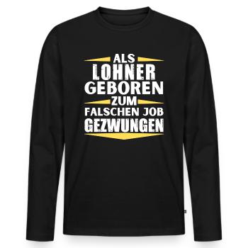 Lohner s’est trompé d’emploi - T-shirt manches longues Premium bio Homme - noir - Devant - Nico (187cm)