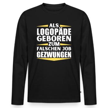 Logopäde im falschen Job gelandet - Männer Premium Bio Langarmshirt - Schwarz - Vorne - Nico (187cm)