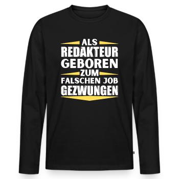 Redakteur im falschen Job gelandet - Männer Premium Bio Langarmshirt - Schwarz - Vorne - Nico (187cm)