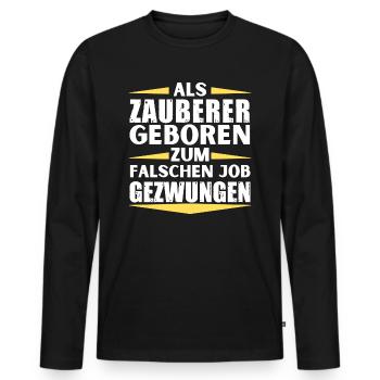 Wizard a atterri dans le mauvais emploi - T-shirt manches longues Premium bio Homme - noir - Devant - Nico (187cm)