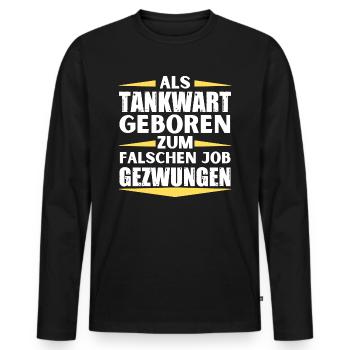 Un pompiste a décroché le mauvais emploi - T-shirt manches longues Premium bio Homme - noir - Devant - Nico (187cm)