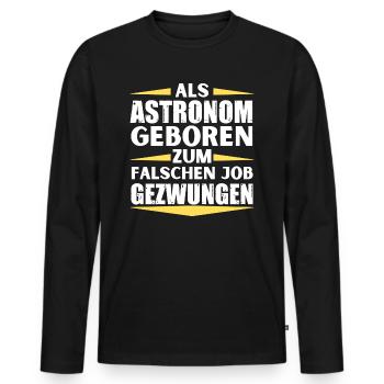 L’astronome s’est trompé de poste - T-shirt manches longues Premium bio Homme - noir - Devant - Nico (187cm)