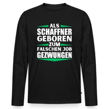Conductor landed in the wrong job - Men's Premium Organic Long Sleeve Shirt - black - Front - Nico (187cm)
