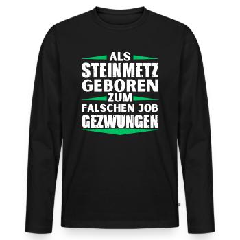 Stonemason landed in the wrong job - Men's Premium Organic Long Sleeve Shirt - black - Front - Nico (187cm)