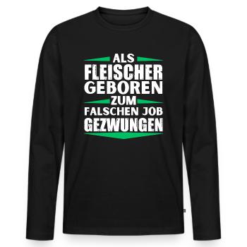 Fleischer im falschen Job gelandet - Männer Premium Bio Langarmshirt - Schwarz - Vorne - Nico (187cm)