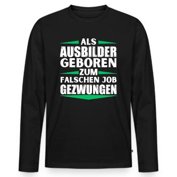 Ausbilder im falschen Job gelandet - Männer Premium Bio Langarmshirt - Schwarz - Vorne - Nico (187cm)