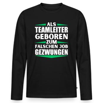 Teamleiter im falschen Job gelandet - Männer Premium Bio Langarmshirt - Schwarz - Vorne - Nico (187cm)