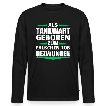Un pompiste a décroché le mauvais emploi - T-shirt manches longues Premium bio Homme - noir - Devant - Nico (187cm)