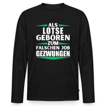 Lotse im falschen Job gelandet - Männer Premium Bio Langarmshirt - Schwarz - Vorne - Nico (187cm)