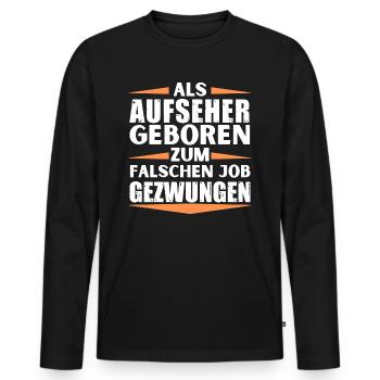 Aufseher im falschen Job gelandet - Männer Premium Bio Langarmshirt - Schwarz - Vorne - Nico (187cm)