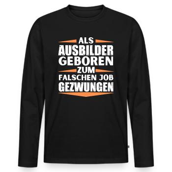 Ausbilder im falschen Job gelandet - Männer Premium Bio Langarmshirt - Schwarz - Vorne - Nico (187cm)