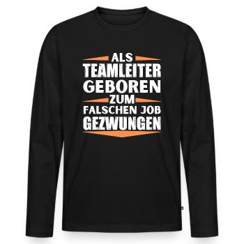 Teamleiter im falschen Job gelandet - Männer Premium Bio Langarmshirt - Schwarz - Vorne - Nico (187cm)