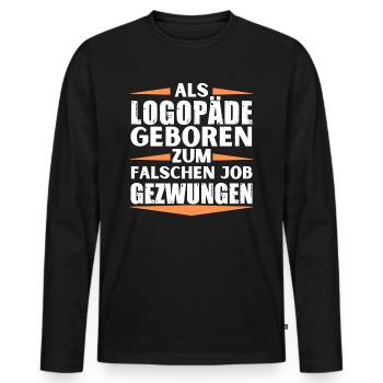 Logopäde im falschen Job gelandet - Männer Premium Bio Langarmshirt - Schwarz - Vorne - Nico (187cm)