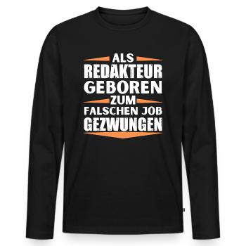 Redakteur im falschen Job gelandet - Männer Premium Bio Langarmshirt - Schwarz - Vorne - Nico (187cm)