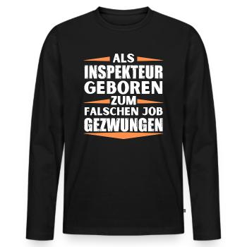 Inspekteur im falschen Job gelandet - Männer Premium Bio Langarmshirt - Schwarz - Vorne - Nico (187cm)