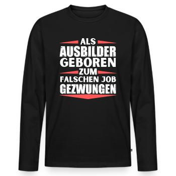 Ausbilder im falschen Job gelandet - Männer Premium Bio Langarmshirt - Schwarz - Vorne - Nico (187cm)