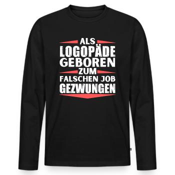 im falschen Job gelandet im falschen Job gelandet - Männer Premium Bio Langarmshirt - Schwarz - Vorne - Nico (187cm)