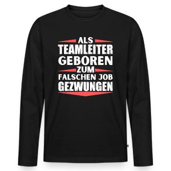 Teamleiter im falschen Job gelandet - Männer Premium Bio Langarmshirt - Schwarz - Vorne - Nico (187cm)